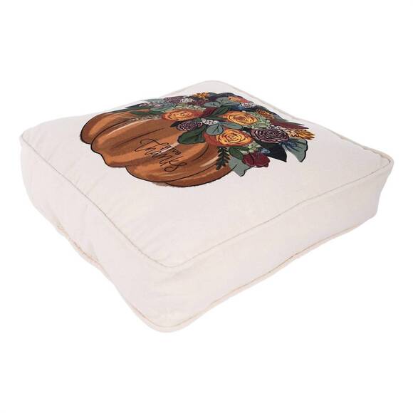 Make Every Day a Party with Celebrate Everything Fair-Trade  NEW GLORY HAUS give thanks pillow in cream